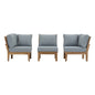 Marina 3 Piece Outdoor Patio Teak Set, Wood, Grey Gray Natural 13330