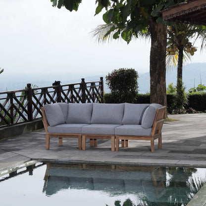 Marina 3 Piece Outdoor Patio Teak Set, Wood, Grey Gray Natural 13330