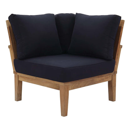 Marina 3 Piece Outdoor Patio Teak Set, Wood, Navy Blue Natural 13331