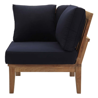 Marina 3 Piece Outdoor Patio Teak Set, Wood, Navy Blue Natural 13331