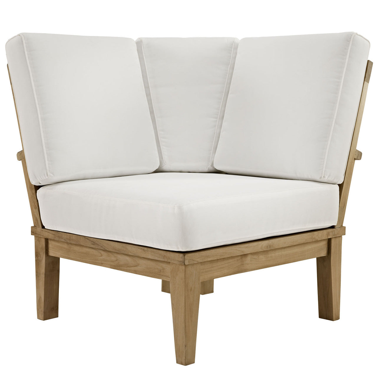 Marina Three PCS Outdoor Patio Teak Sofa Set, White, Fabric, Wood