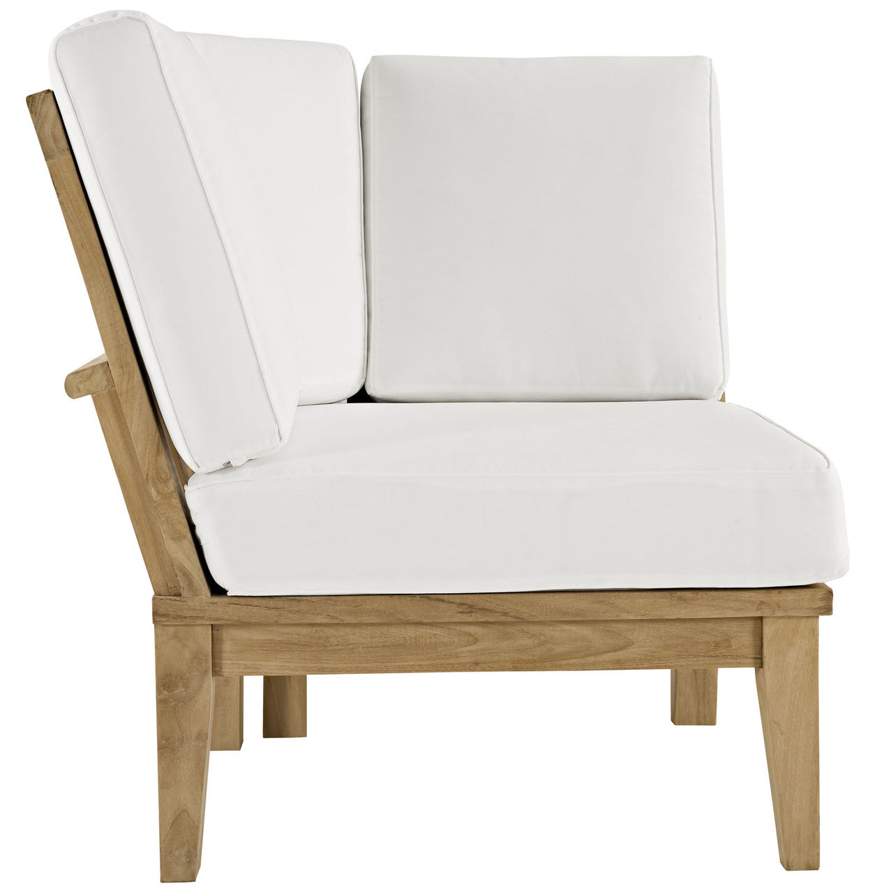 Marina Three PCS Outdoor Patio Teak Sofa Set, White, Fabric, Wood