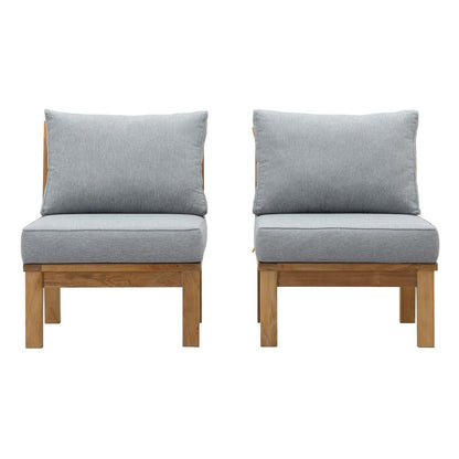 Marina 2 Piece Outdoor Patio Teak Set, Wood, Grey Gray Natural 13332