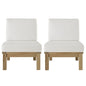 Marina Two PCS Outdoor Patio Teak Sofa Set, White, Wood, Fabric