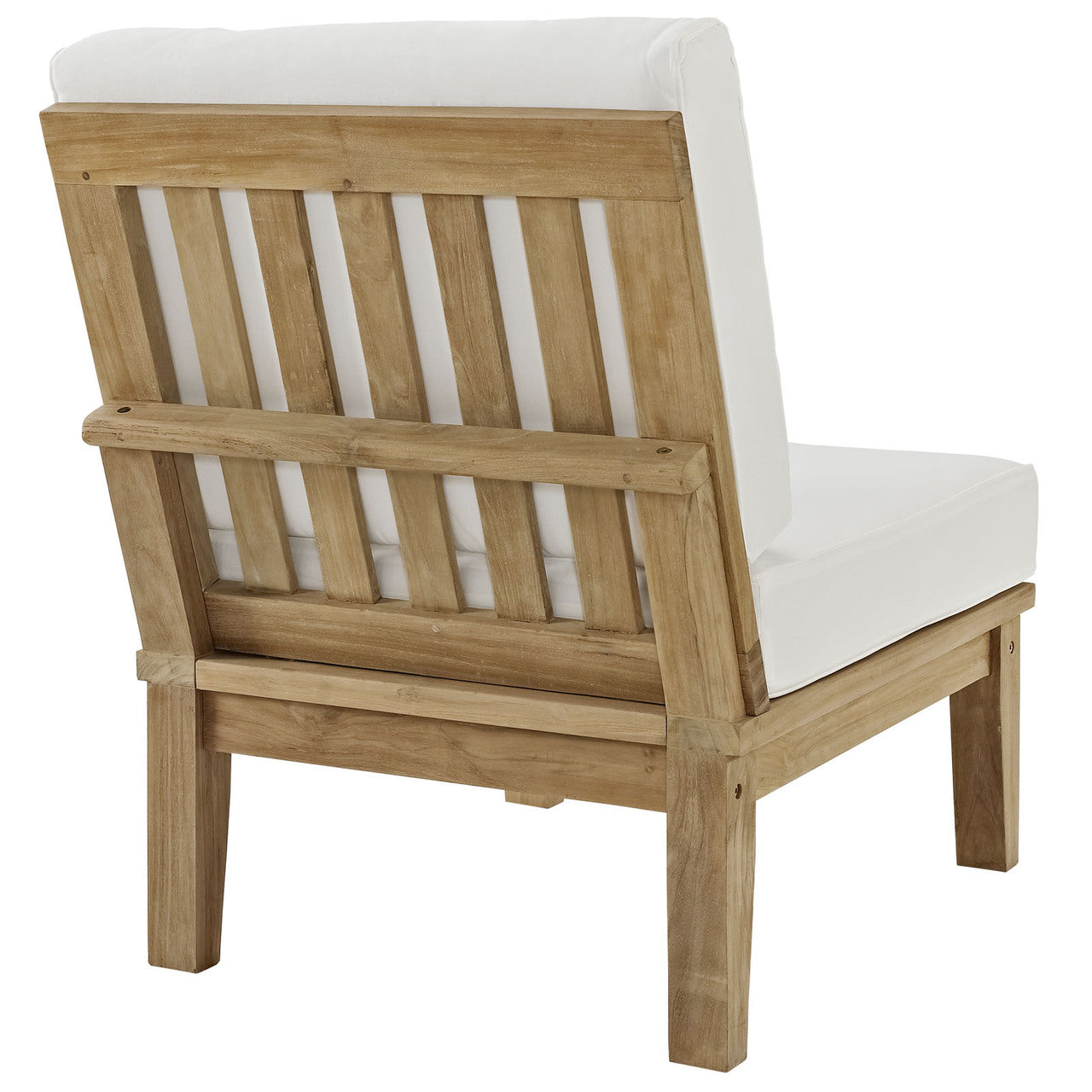 Marina Two PCS Outdoor Patio Teak Sofa Set, White, Wood, Fabric