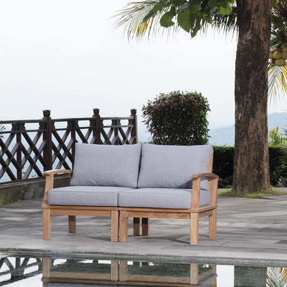 Marina 2 Piece Outdoor Patio Teak Set, Wood, Grey Gray Natural 13334