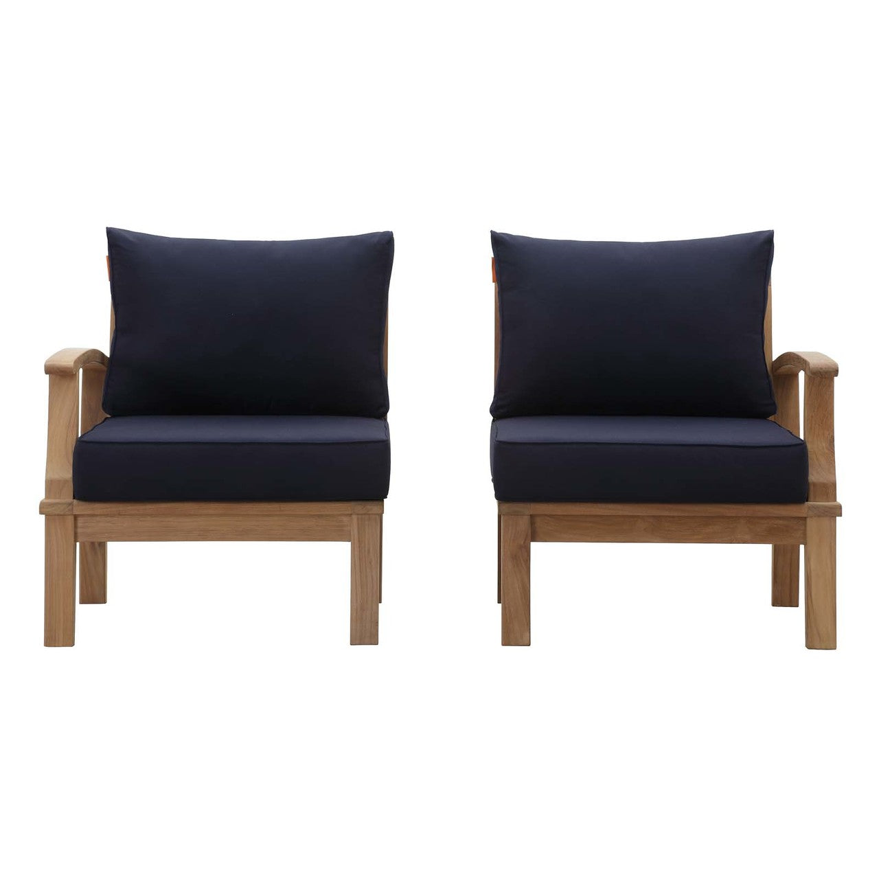 Marina 2 Piece Outdoor Patio Teak Set, Wood, Navy Blue Natural 13335