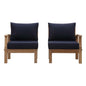 Marina 2 Piece Outdoor Patio Teak Set, Wood, Navy Blue Natural 13335