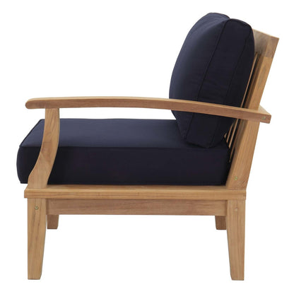Marina 2 Piece Outdoor Patio Teak Set, Wood, Navy Blue Natural 13335