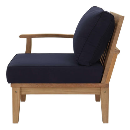 Marina 2 Piece Outdoor Patio Teak Set, Wood, Navy Blue Natural 13335