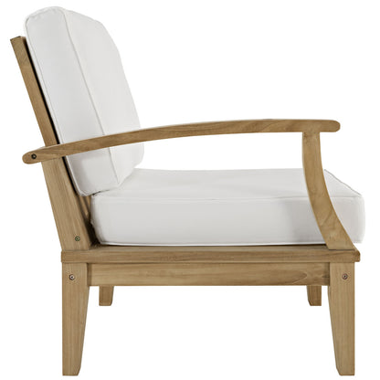 Marina Two PCS Outdoor Patio Teak Sofa Set, Fabric, Wood, White