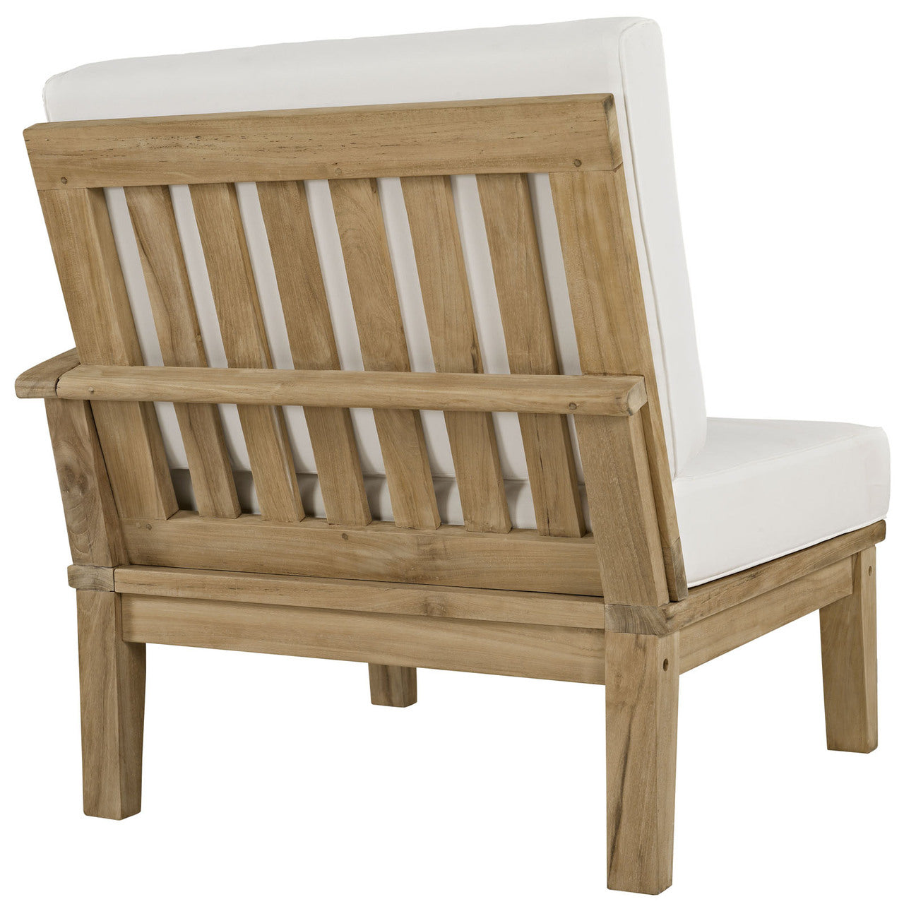 Marina Two PCS Outdoor Patio Teak Sofa Set, Fabric, Wood, White