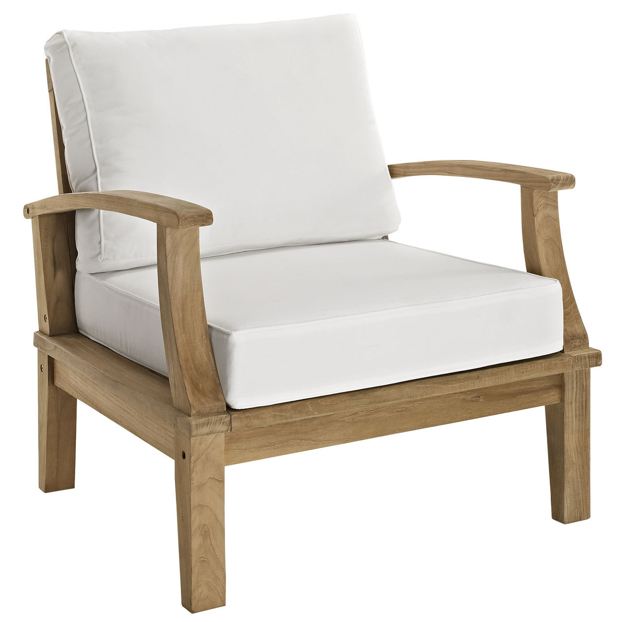 Marina Two PCS Outdoor Patio Teak Sofa Set, Wood, Fabric, White