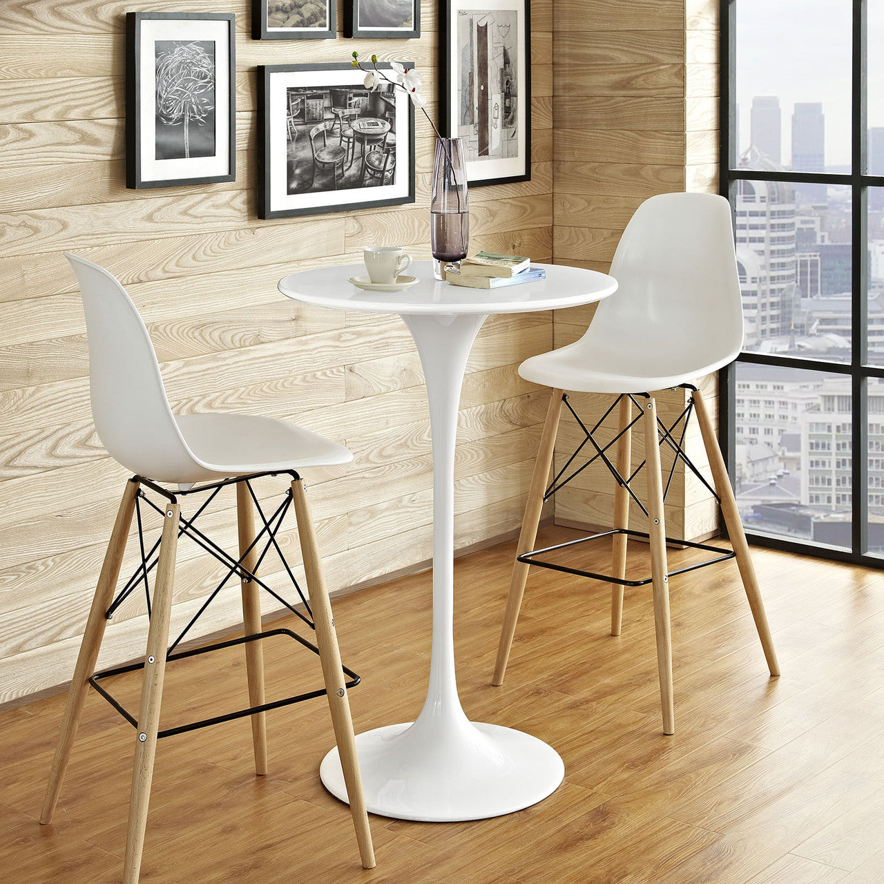 Lippa 28Inches Bar Table, White, Metal