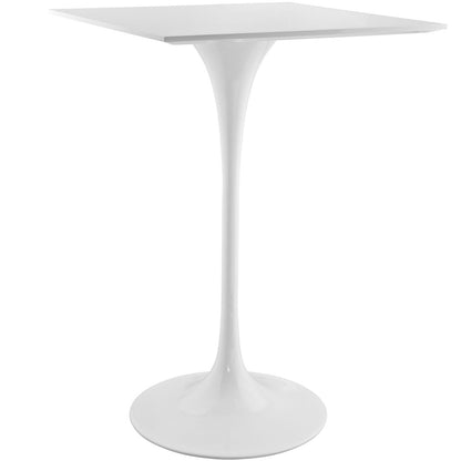 Lippa 28Inches Square Wood Top Bar Table, White, Metal