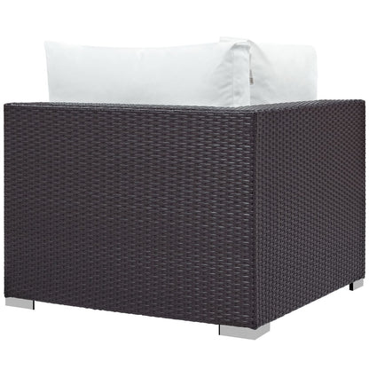 Convene Outdoor Patio Corner, White, Rattan 9679