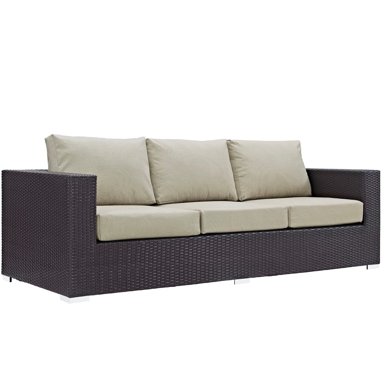 Convene Outdoor Patio Sofa, Beige, Rattan 9701