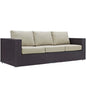 Convene Outdoor Patio Sofa, Beige, Rattan 9701