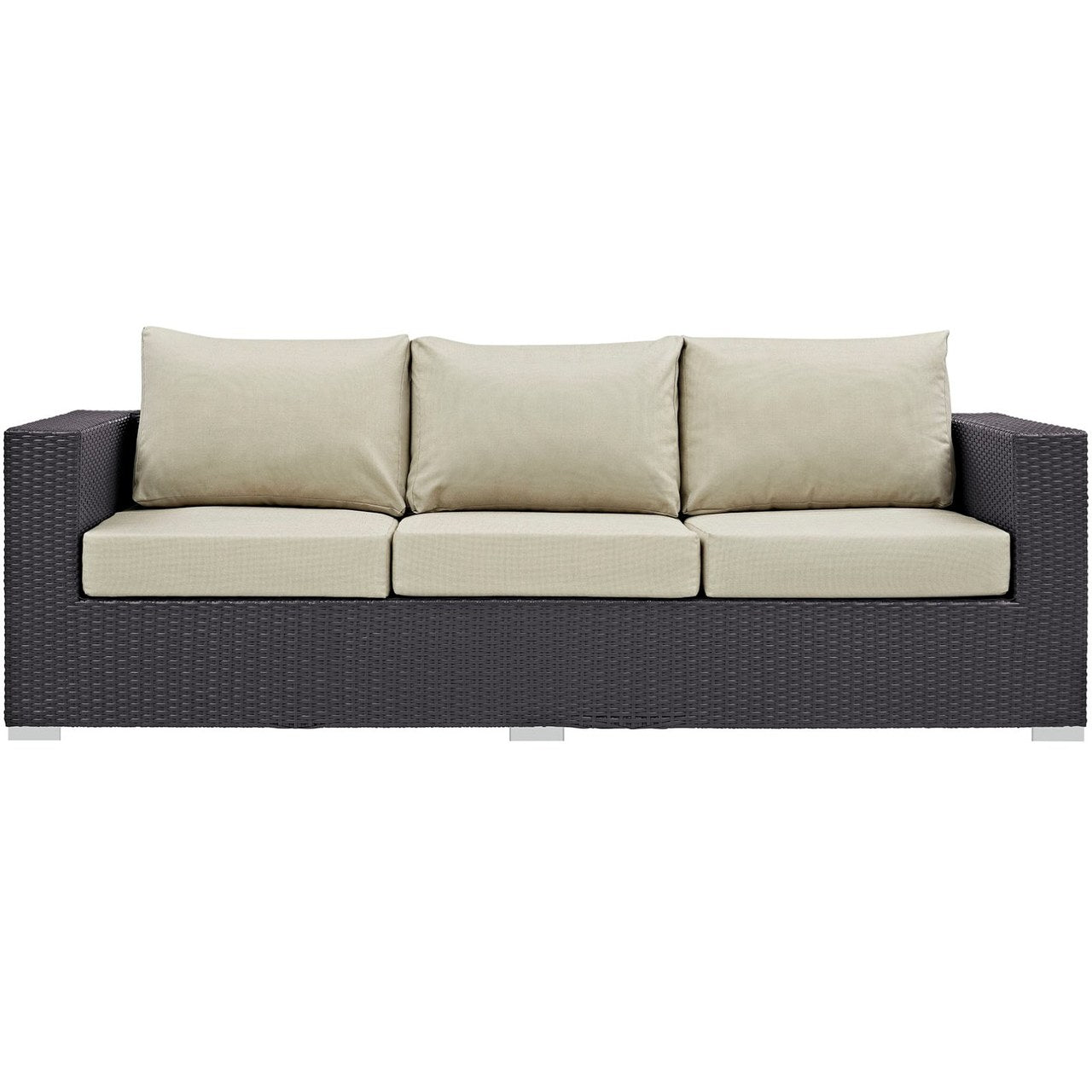 Convene Outdoor Patio Sofa, Beige, Rattan 9701