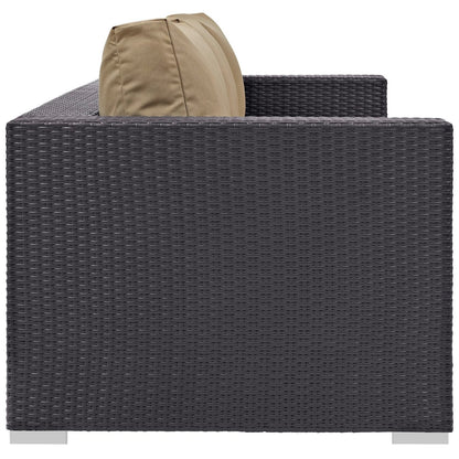 Convene Outdoor Patio Sofa, Brown, Rattan 9702