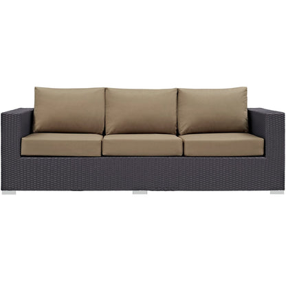 Convene Outdoor Patio Sofa, Brown, Rattan 9702