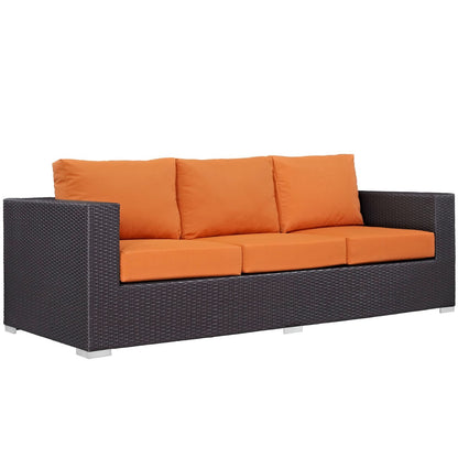 Convene Outdoor Patio Sofa, Orange, Rattan 9703