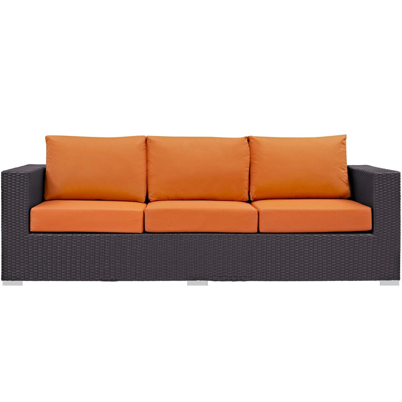 Convene Outdoor Patio Sofa, Orange, Rattan 9703