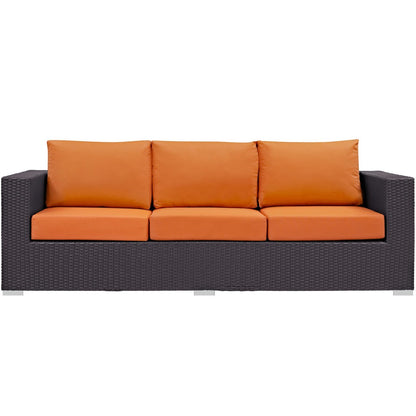 Convene Outdoor Patio Sofa, Orange, Rattan 9703