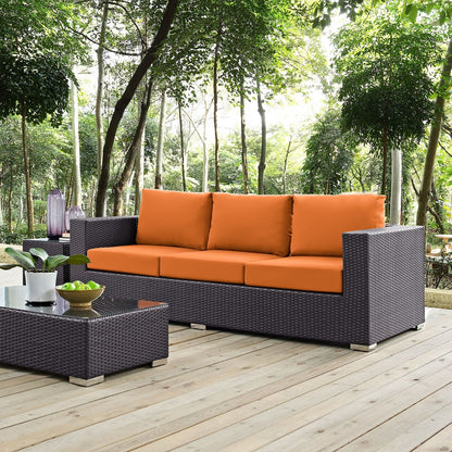 Convene Outdoor Patio Sofa, Orange, Rattan 9703