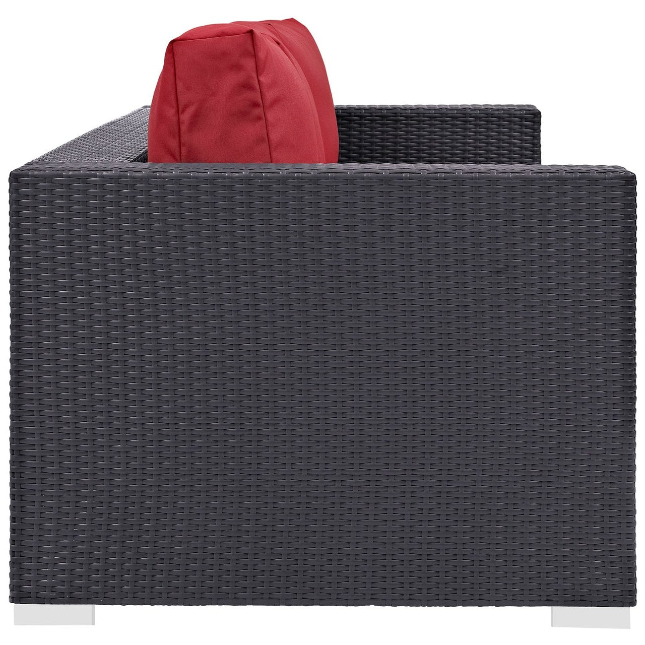 Convene Outdoor Patio Sofa, Red, Rattan 9705