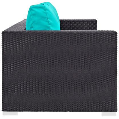 Convene Outdoor Patio Sofa, Blue, Rattan 9706