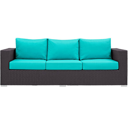 Convene Outdoor Patio Sofa, Blue, Rattan 9706