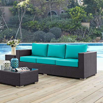 Convene Outdoor Patio Sofa, Blue, Rattan 9706