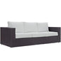 Convene Outdoor Patio Sofa, White, Rattan 9707