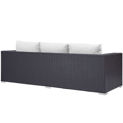 Convene Outdoor Patio Sofa, White, Rattan 9707