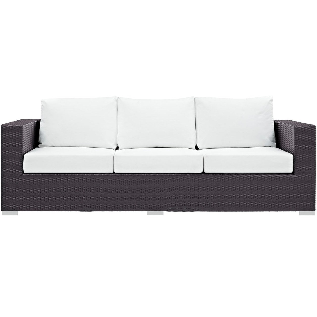 Convene Outdoor Patio Sofa, White, Rattan 9707