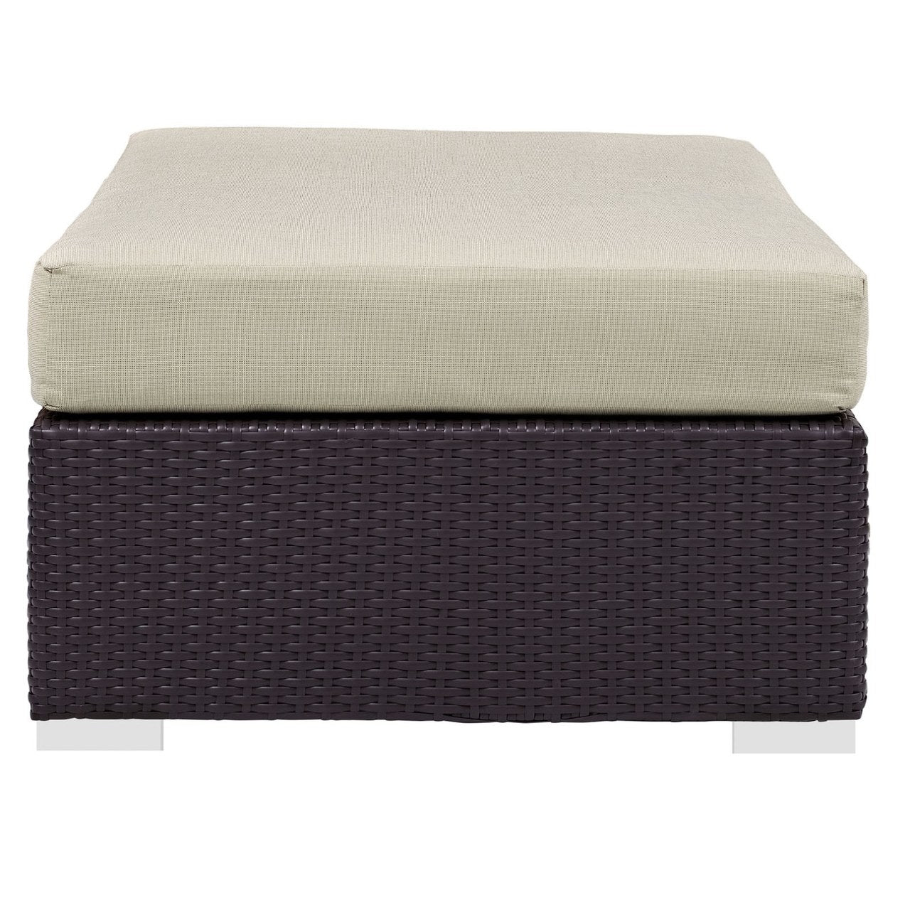 Convene Outdoor Patio Fabric Rectangle Ottoman, Beige, Rattan 9722