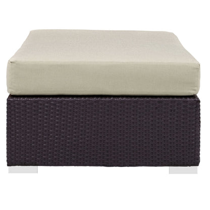 Convene Outdoor Patio Fabric Rectangle Ottoman, Beige, Rattan 9722