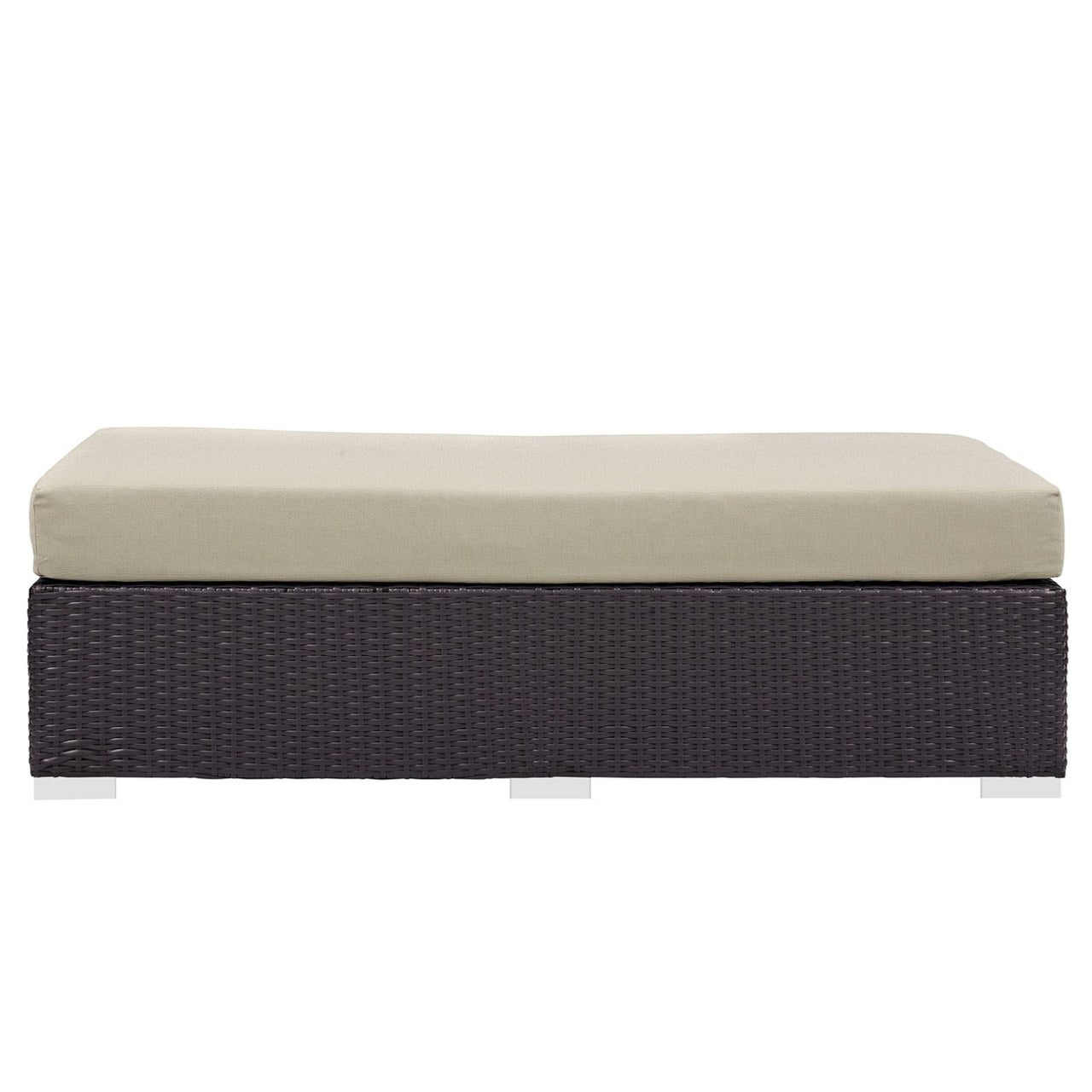 Convene Outdoor Patio Fabric Rectangle Ottoman, Beige, Rattan 9722