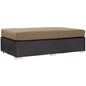 Convene Outdoor Patio Fabric Rectangle Ottoman, Brown, Rattan 9723