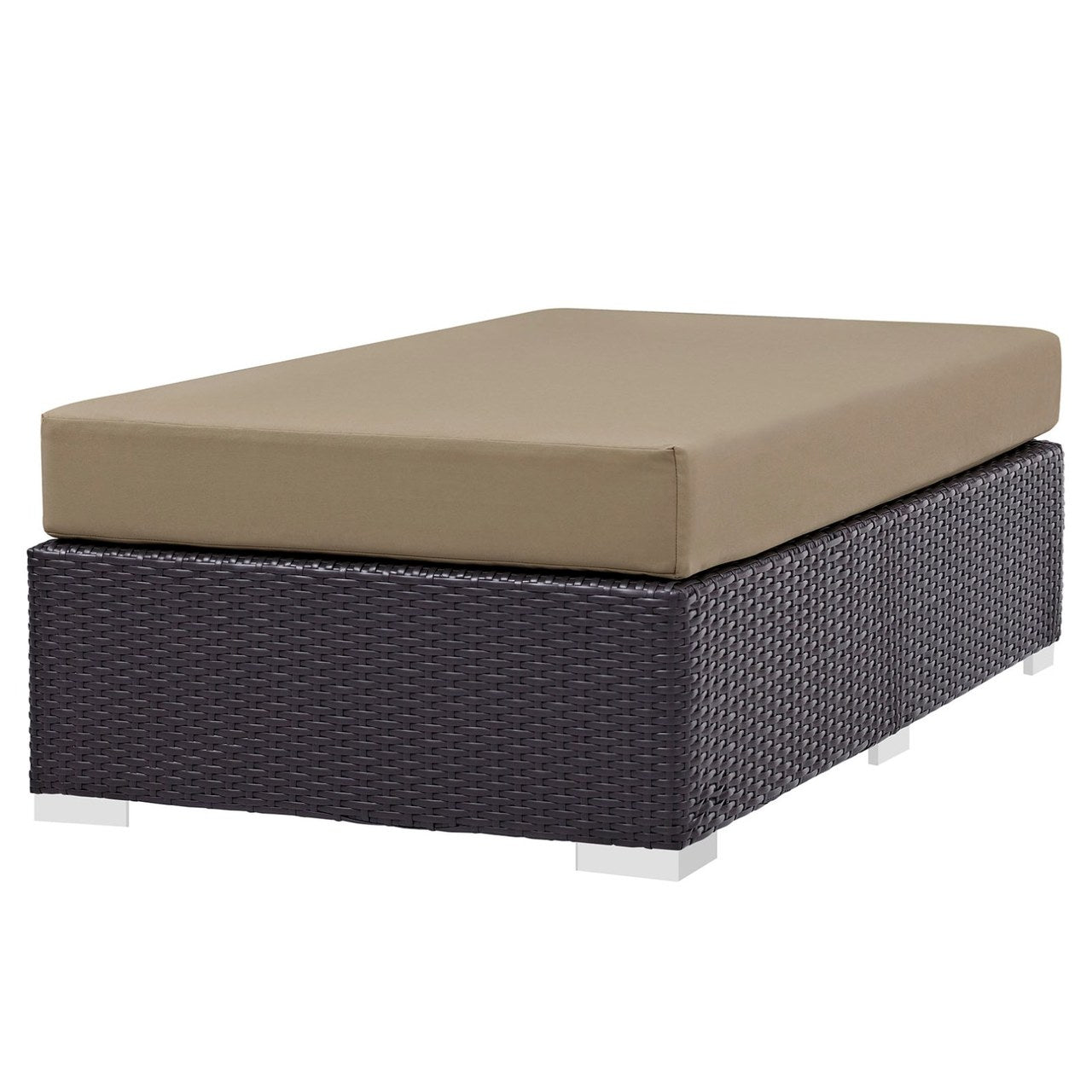 Convene Outdoor Patio Fabric Rectangle Ottoman, Brown, Rattan 9723