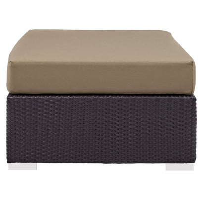 Convene Outdoor Patio Fabric Rectangle Ottoman, Brown, Rattan 9723
