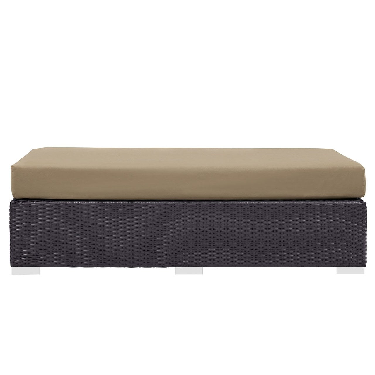 Convene Outdoor Patio Fabric Rectangle Ottoman, Brown, Rattan 9723