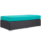 Convene Outdoor Patio Fabric Rectangle Ottoman, Blue, Rattan 9727