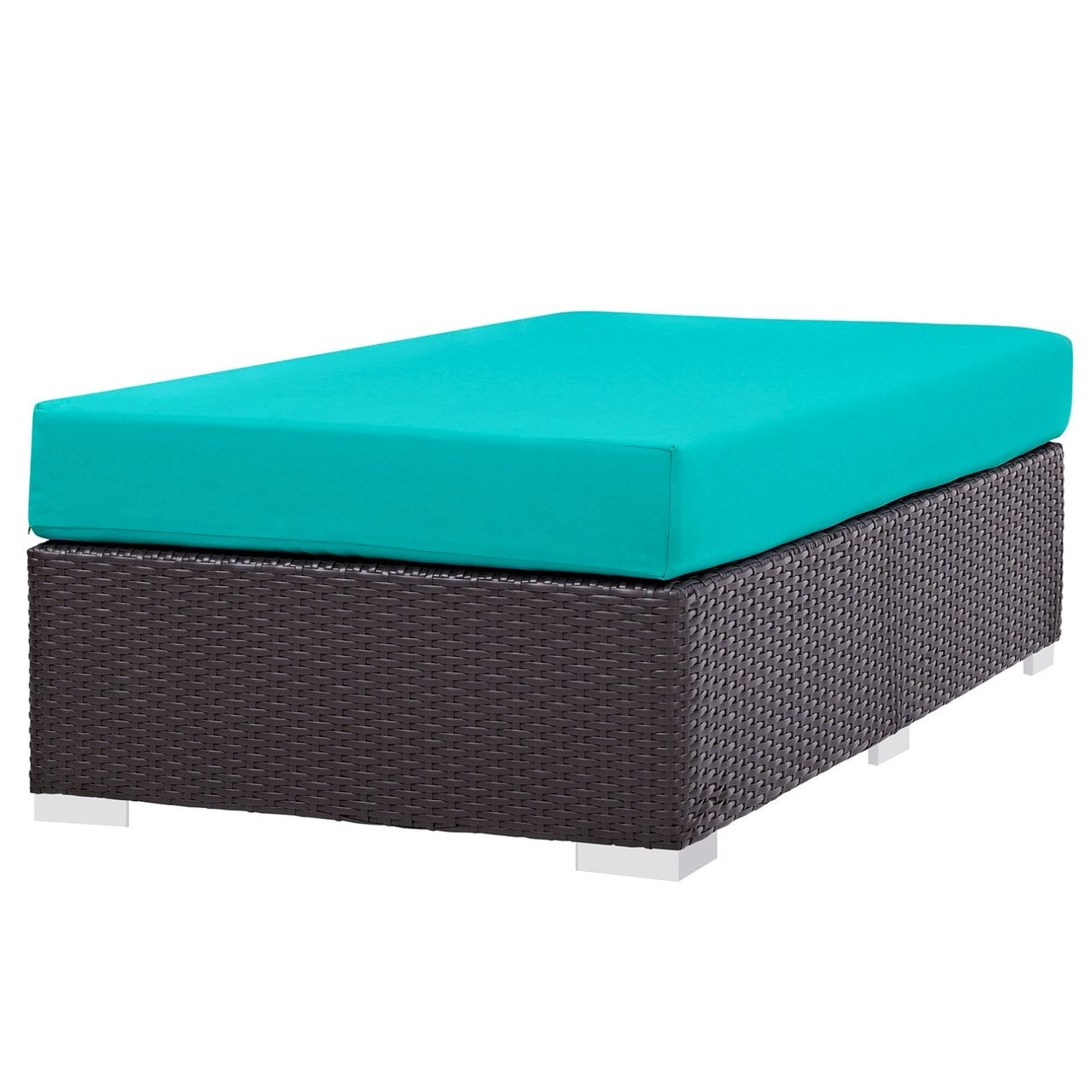Convene Outdoor Patio Fabric Rectangle Ottoman, Blue, Rattan 9727