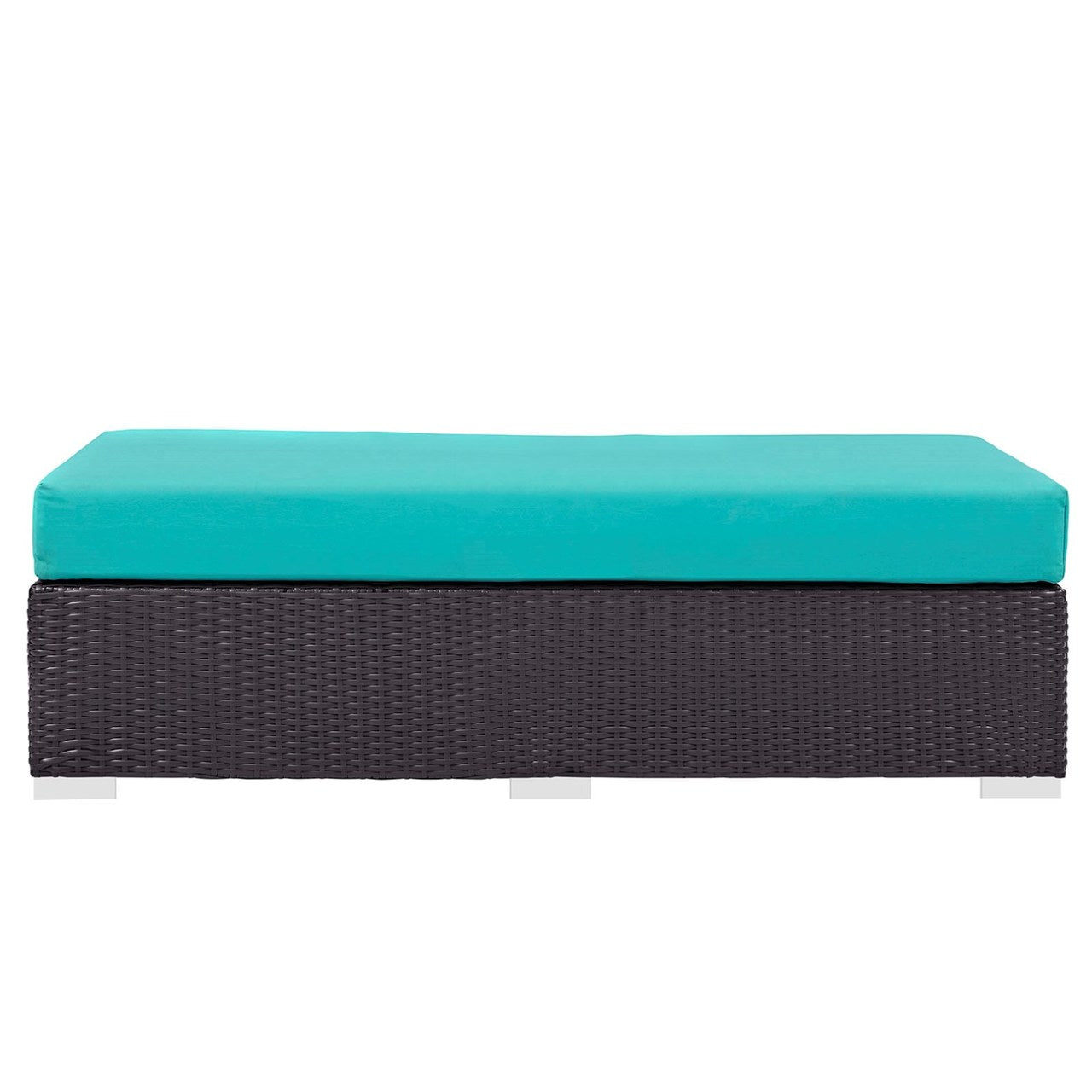 Convene Outdoor Patio Fabric Rectangle Ottoman, Blue, Rattan 9727