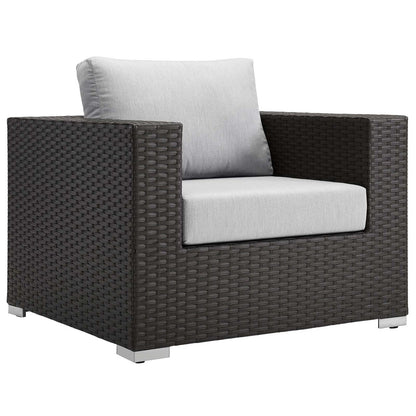 Sojourn Outdoor Patio Sunbrella® Armchair, Sunbrella Rattan Wicker, Grey Gray 13338
