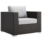 Sojourn Outdoor Patio Sunbrella® Armchair, Sunbrella Rattan Wicker, Grey Gray 13338