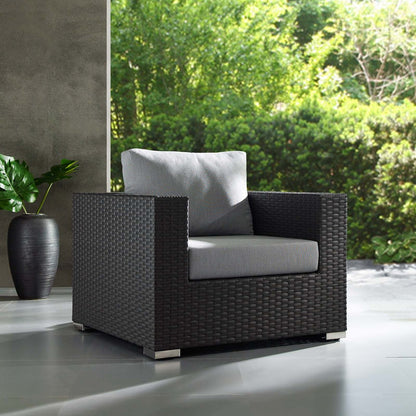 Sojourn Outdoor Patio Sunbrella® Armchair, Sunbrella Rattan Wicker, Grey Gray 13338