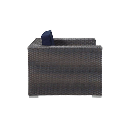 Sojourn Outdoor Patio Armchair, Navy, Fabric, Synthetic Rattan